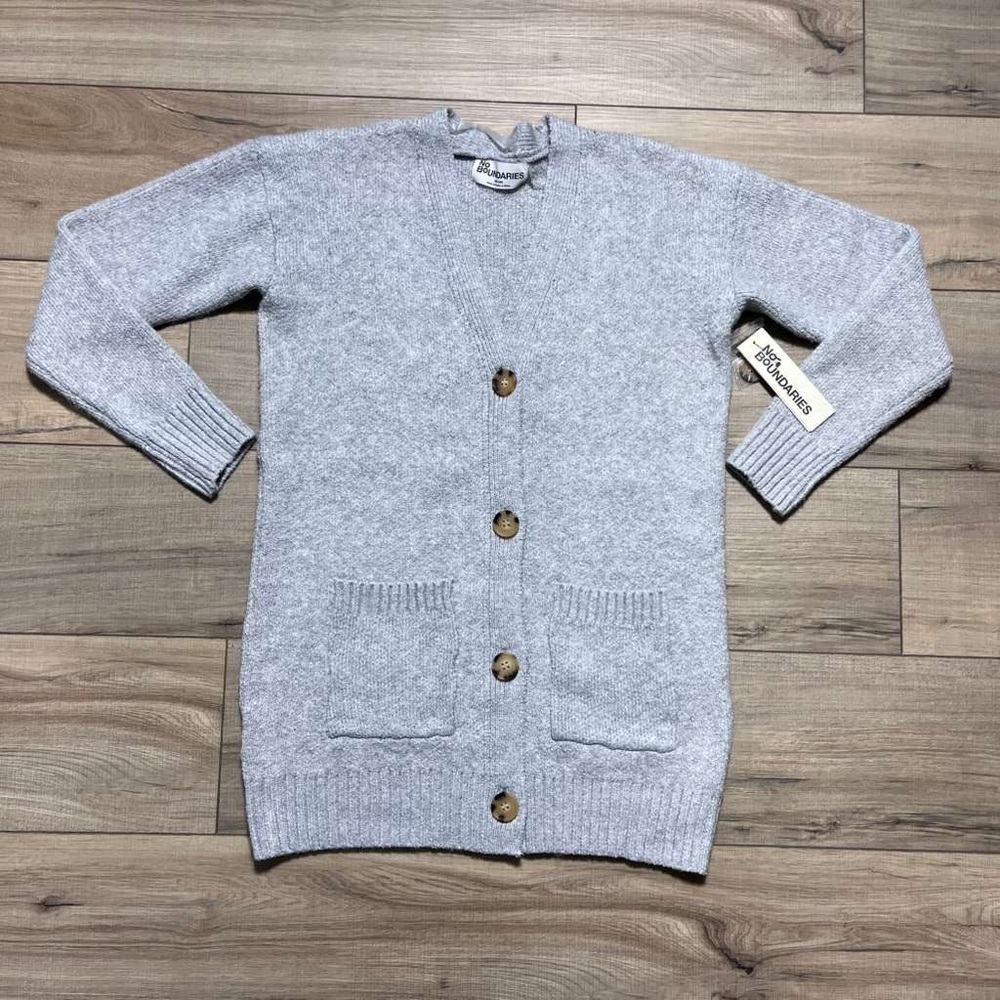 No Boundaries Juniors Grandpa Cardigan Button Front‎ Size XXS (00) Light Gray